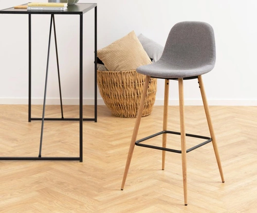 Barová židle Wilma čalouněná světle šedá s opěrkou moderní do kuchyně a k ostrůvku Actona 73 cm