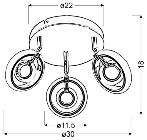 Moderní LED stropní svítidlo Celt 3x6W chrom kulaté do obýváku a ložnice CANDELLUX