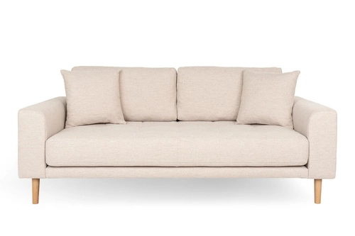 Skandinávská pohovka Lido pro 3 osoby béžová s područkami do obýváku Intesi na dřevěných nohách