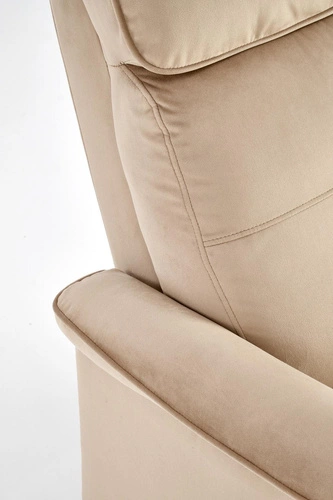 Rozkládací křeslo do obýváku Karlin sametové béžové s relaxační funkcí a USB Intesi
