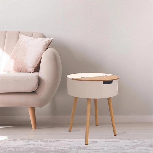 Noční stolek bílý 45 cm skandinávský s výklopnou deskou Azilal Intesi boho styl