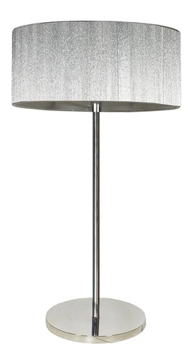 Solo moderní stříbrná stolní lampa s textilním stínidlem do obýváku a ložnice 46 cm