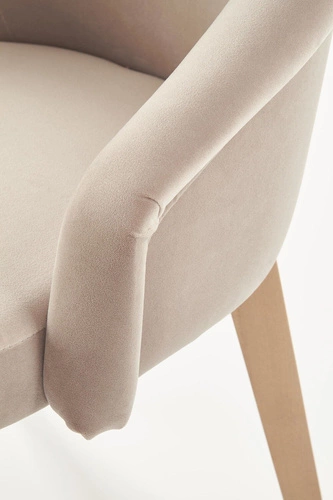 Čalouněná sametová židle Alain Intesi do jídelny a obýváku béžová s područkami
