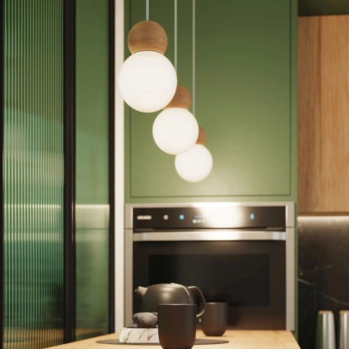 Závěsné svítidlo PEKKA 3P bílá dřevěná tříramenná do obýváku a jídelny nastavitelná