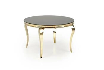 Kulatý skleněný stůl Munya černý a zlatý 120 cm moderní glamour do jídelny Intesi
