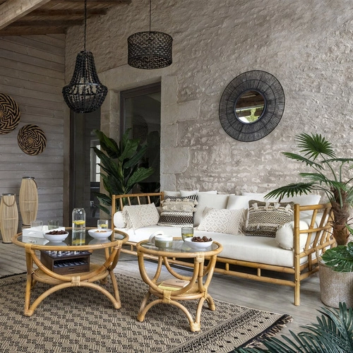 Závěsné svítidlo Goya černé dřevěné nastavitelné do obýváku a jídelny Atmosphera 38,5 cm