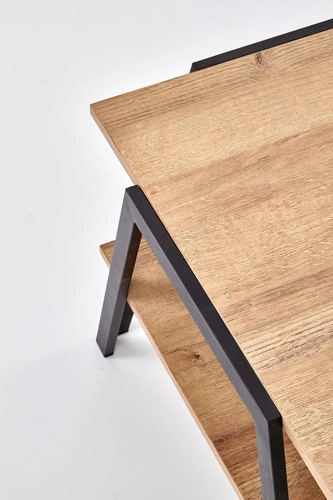 Konferenční stolek Tola obdélníkový loftový černý dub zlatý 113x63 do obýváku Intesi