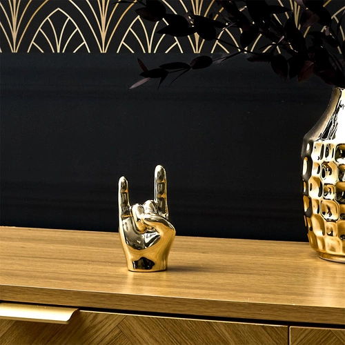 Dekorační figurka Ruka Rock and Roll Intesi zlatá keramická na stůl do obýváku 10,5 cm