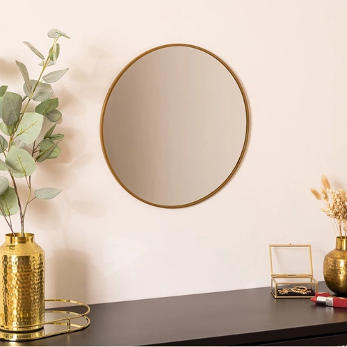 Závěsné kulaté zrcadlo Alice 38 cm zlaté do předsíně a obývacího pokoje Atmosphera