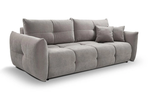 Rozkládací pohovka Bode pro 3 osoby s úložným prostorem a funkcí spaní světle šedá do obývacího pokoje