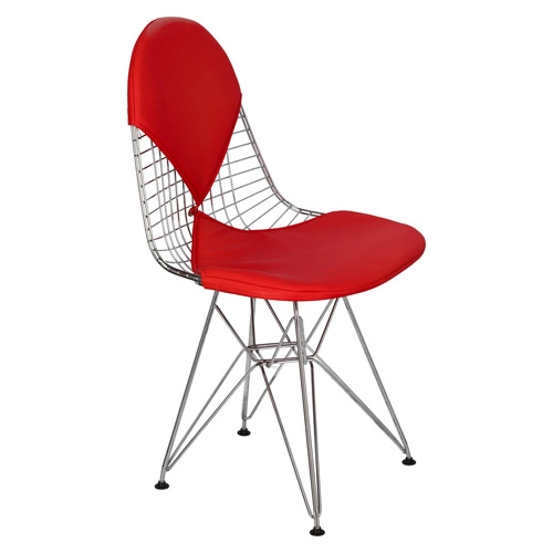 Kovová jídelní židle Net Double červená moderní drátěná D2.DESIGN chromovaná