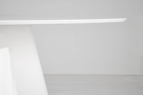 Bílý čtvercový jídelní stůl Tasmani Intesi moderní na jedné noze MDF lesk