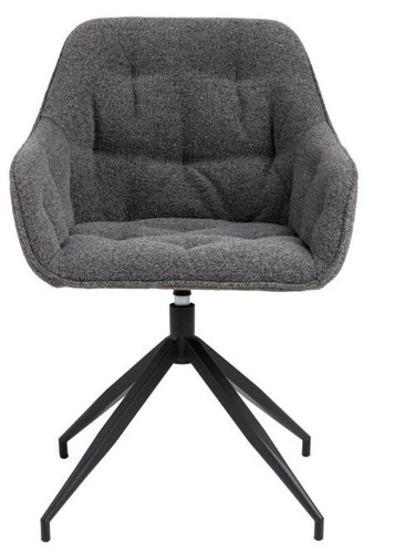 Otočná čalouněná židle Brooke do jídelny a obýváku, antracitová, moderní s područkami