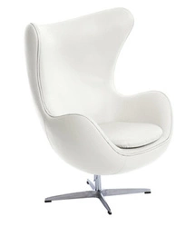 Kožené otočné křeslo Egg D2.DESIGN bílé s houpací funkcí do moderního obýváku