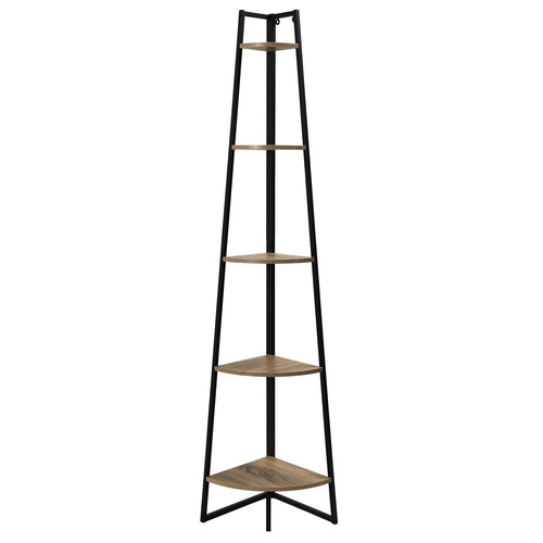 Rohová knihovna na knihy a dekorace Corner II industriální kovová s 5 policemi do obýváku Intesi