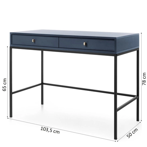 Moderní toaletní stolek Evora modrý se zásuvkami do ložnice glamour 104 cm Intesi