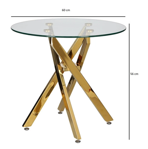 Konferenční stolek Amber kulatý skleněný 60 cm čirý zlatý glamour do obýváku Intesi