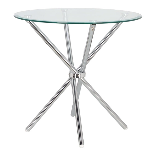 Kulatý skleněný stůl Ufo 80 cm transparentní moderní do jídelny a obýváku chrom Intesi