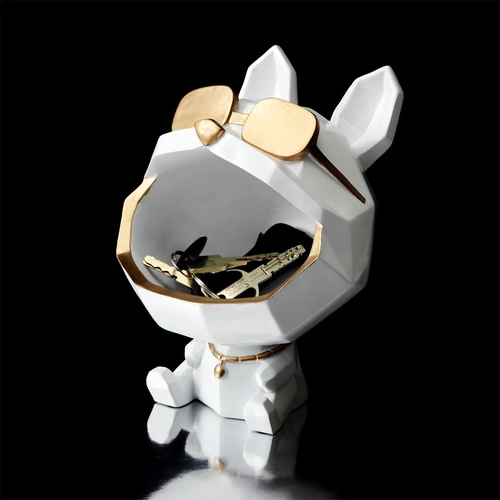 Keramický organizér na šperky ve tvaru bílého psa Intesi glamour 23,5 cm do obýváku