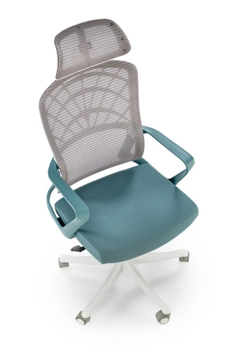 Ergonomická kancelářská židle Belm tyrkysová s podhlavníkem a područkami k psacímu stolu Intesi