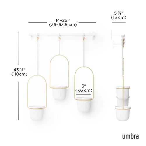 Závěsná sada květináčů Triflora Umbra na bylinky do kuchyně bílá černá nastavitelná