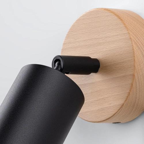 Nástěnné svítidlo VERDO černé moderní kovové s dřevem nastavitelný do obýváku a ložnice