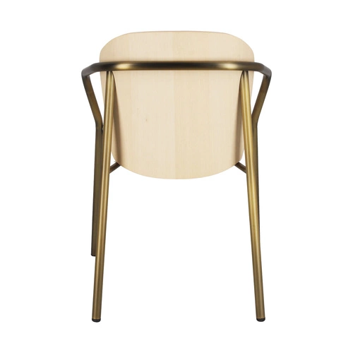 Jídelní židle Finn dřevěná s područkami na zlatých nohách moderní SCAB Design