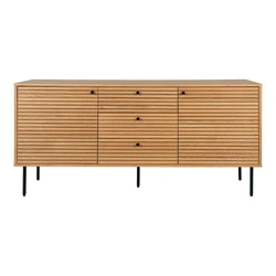 Komoda Kyoto 150 cm dub rýhovaný na černých nožkách do obývacího pokoje