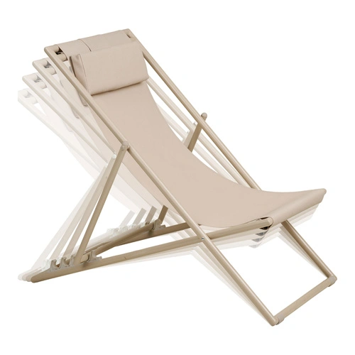 Plážové křeslo Curtis taupe skládací lehátko s nastavitelným opěradlem