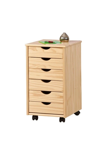 Kancelářský kontejner se zásuvkami Nils moderní borovicový na kolečkách k psacímu stolu 65 cm Intesi