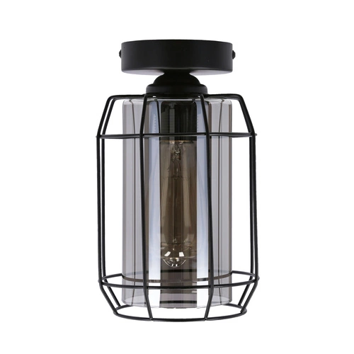 Moderní stropní lampa Jonera černá s kouřovým sklem do obýváku a ložnice