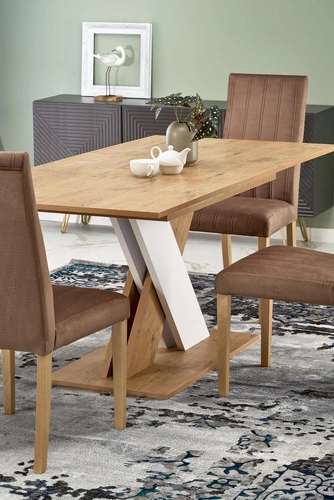 Rozkládací jídelní stůl Terol moderní dub lancelot bílá deska 130–175x85 cm Intesi