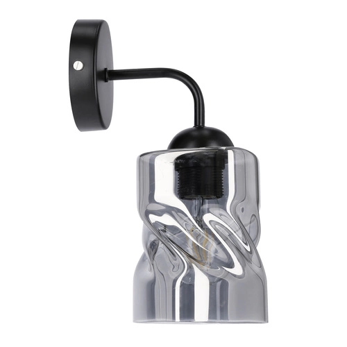 Nástěnné svítidlo Felis moderní černé s kouřovým skleněným stínidlem do obývacího pokoje a ložnice