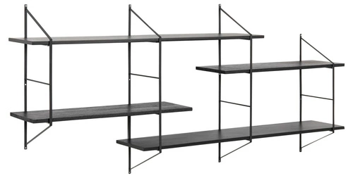 Závěsná industriální knihovna Belfast 2 černá šedá 191 cm do obývacího pokoje Actona