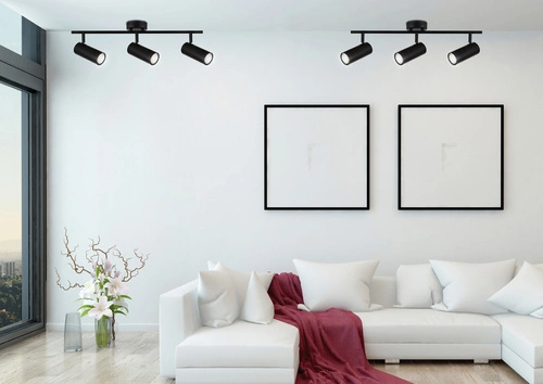 Moderní stropní svítidlo Colly černé 3bodové s nastavitelnými stínidly do obýváku