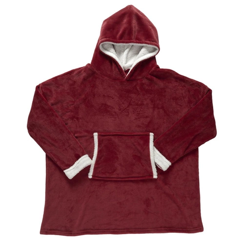 Intesi Snuddie fleecová deka s kapucí bordó teplá na pohovku do obýváku