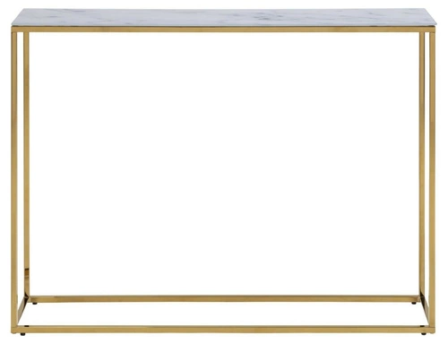 Alisma konzolový stolek glamour bílý mramor zlatý do předsíně a obýváku Actona 110 cm