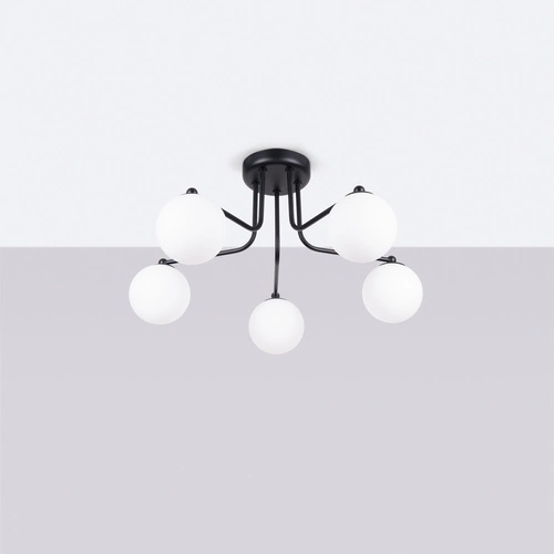 Lustr Astral 5 černý skleněné koule minimalistický do obýváku a jídelny