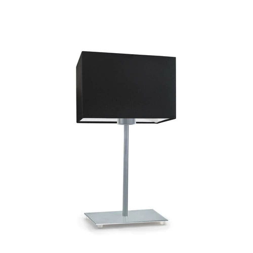 Noční lampa AMALFI černá moderní s látkovým stínidlem na stříbrné konstrukci do ložnice LYSNE