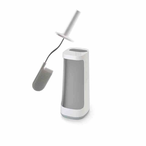 Bílý WC kartáč Joseph Joseph s nádobkou na čisticí prostředek do koupelny 45,3 cm