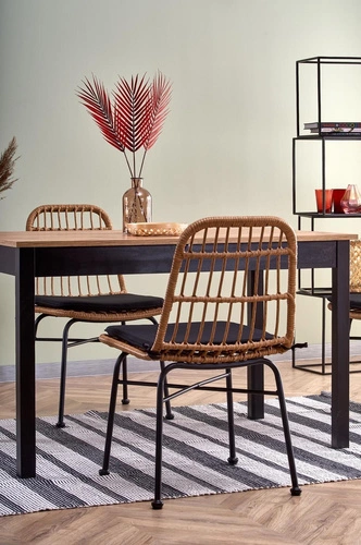 Rozkládací jídelní stůl Regie dub wotan černý moderní loft 124–168 cm Intesi