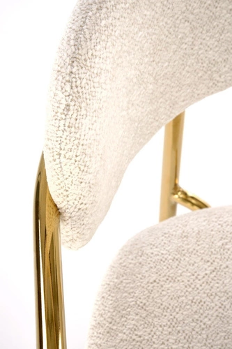 Čalouněná jídelní židle Jabari krémová s područkami na zlatých nohách do jídelny a obýváku