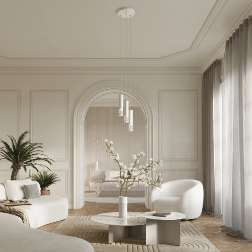 Moderní závěsné svítidlo LIRO 3L bílé kovové do obýváku a kuchyně SOLLUX LIGHTING