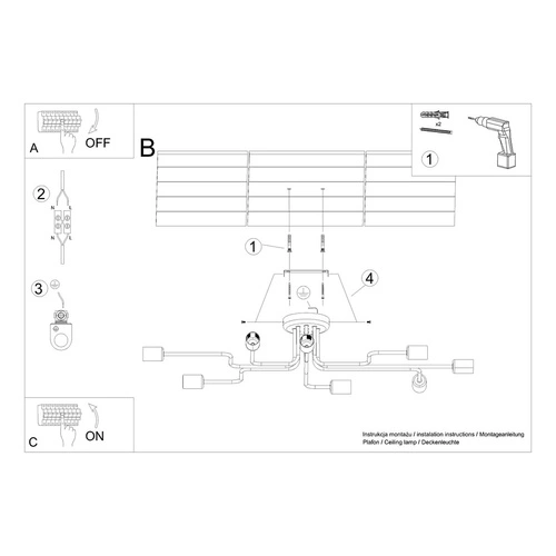 Lustr stropní VECTOR 8 černý loftový lustr do obýváku, jídelny nebo ložnice
