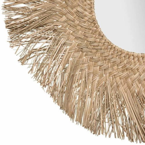 Závěsné kulaté zrcadlo boho Ael 80 cm z přírodní třtiny do obývacího pokoje Atmosphera