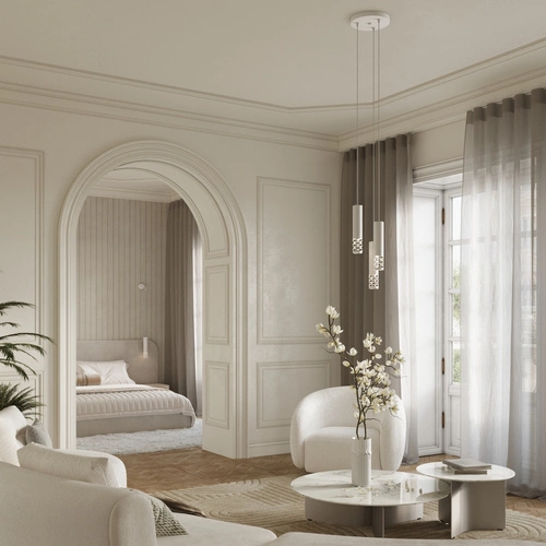 Moderní závěsné svítidlo LIRO 3L bílé kovové do obýváku a kuchyně SOLLUX LIGHTING