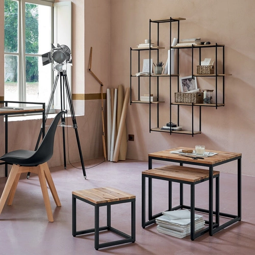 Sada 3 akátových/kovových stolků Edena