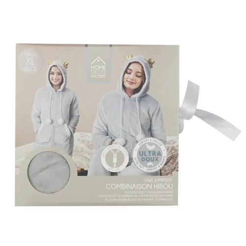 Onesie Owl šedý overal velikost L