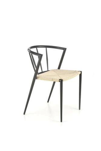 Kovová jídelní židle Tamara Intesi moderní černá s přírodním sedákem z provazu