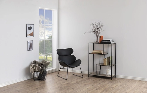 Relaxační křeslo Cazar černé ekokůže na lyžinách loftové do obýváku Actona